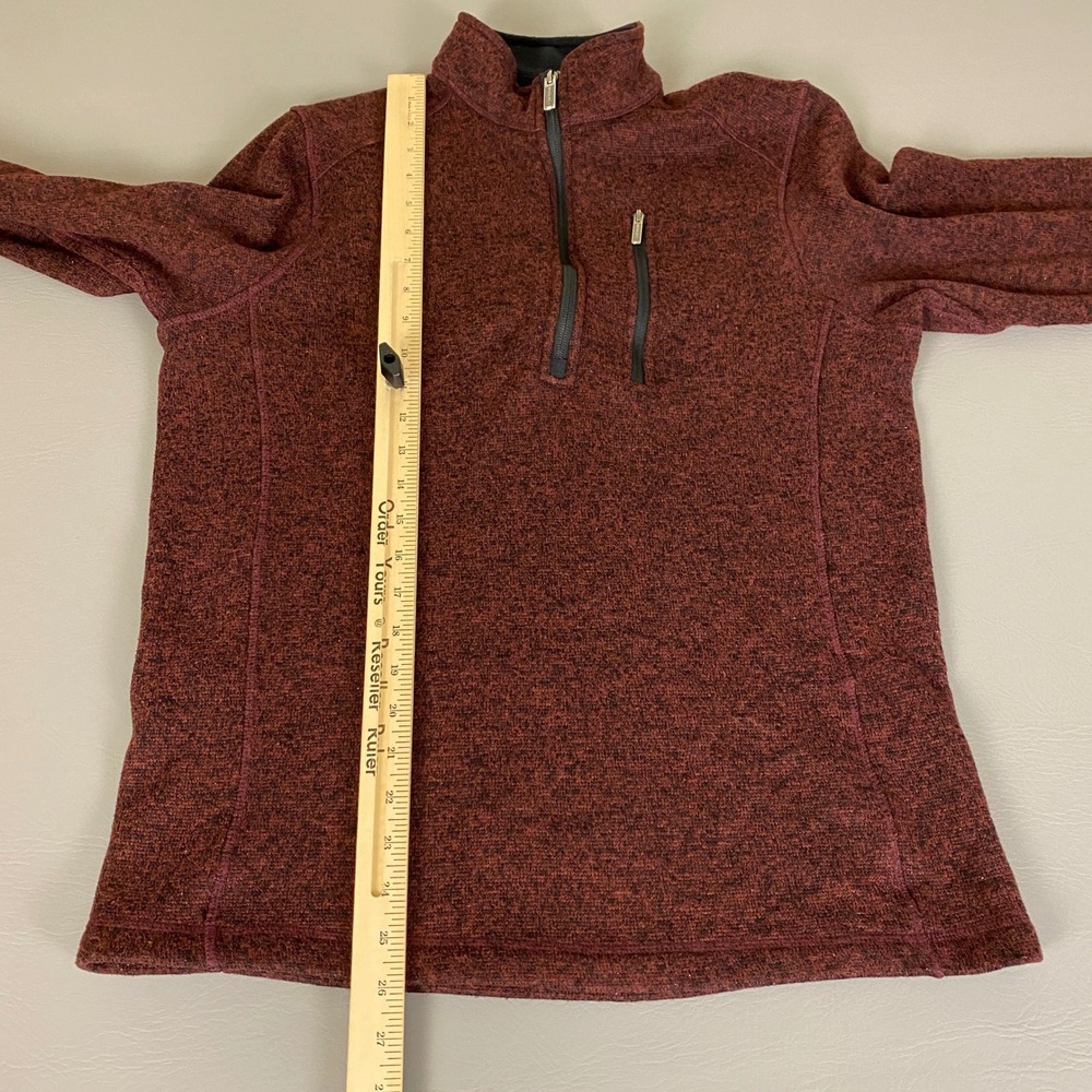 Woolrich 1/4 Zip Pullover Sweater Men's Medium Fleece Mock Neck Red Heather - Picture 8 of 11